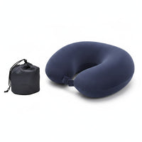 Coussin de voyage bleu en forme de U