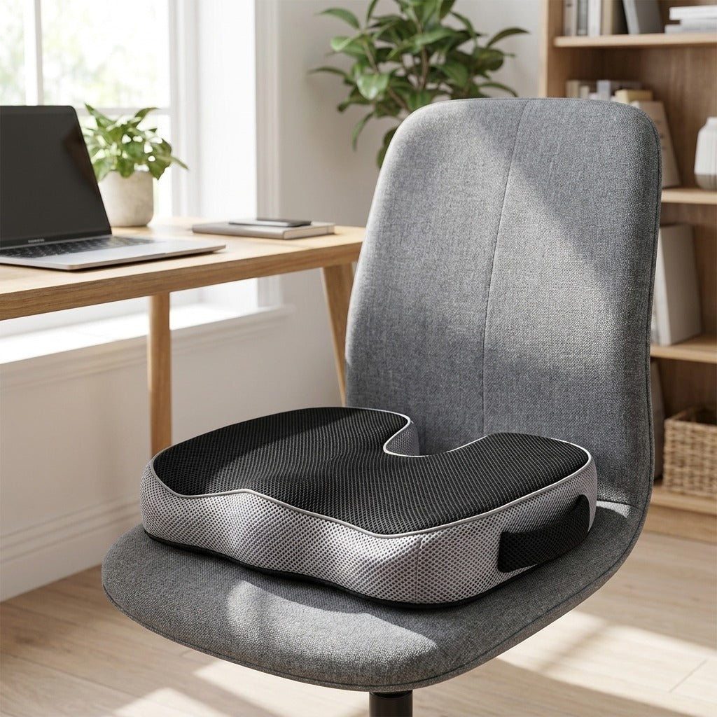 Coussin VibraSorb posé sur une chaise de bureau
